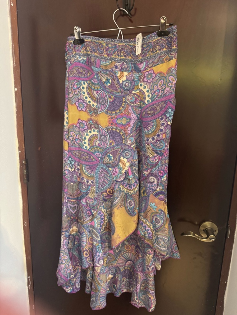 Women's Purple Paisley Maxi Skirt with Mustard Accents